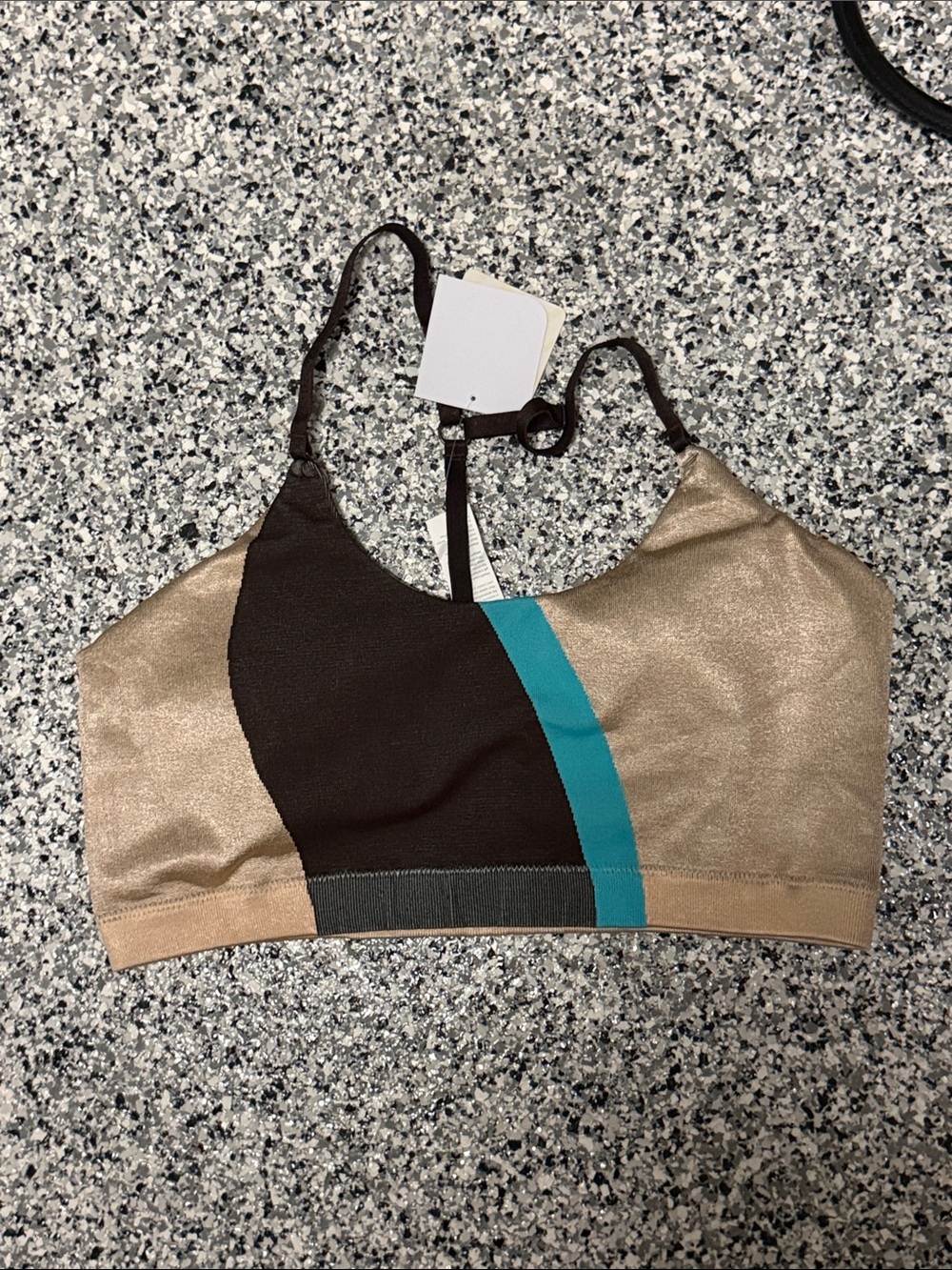 Fabletics Colorblock Sports Bra with Teal Accent